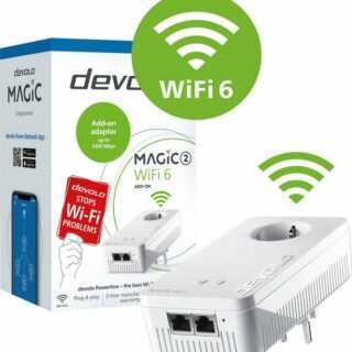 DEVOLO "Magic 2 WiFi 6 (2400 Mbit/s, G.hn, 2x GB LAN, Mesh, Access Point Steering, WLAN Steckdose)" Adapter zu RJ-45 (Ethernet)