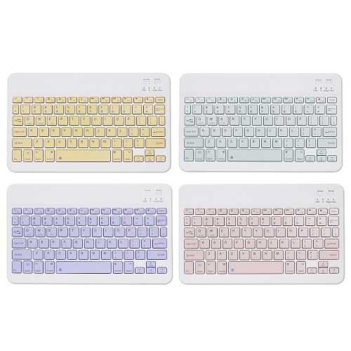 10-Zoll-Wireless-BT-Tastatur Universelles buntes wiederaufladbares BT-Keyboard mit drei Systemen Mobiltelefon-Tablet Universal-Tastatur Pink