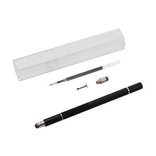 3 in 1 Präzisions-Stylus-Stift mit Nachfüll- und Disc-Spitze und Faserspitze Kapazitiver Touchscreen-Stylus-Stift für Handy-Tablet Schwarz