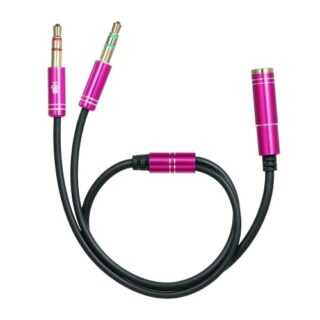 3,5 mm TRRS-Stecker auf 2 weibliche Audiokabel Kopfhörer-Splitter 3,5 mm Y-Splitter für Headset-Mikrofon kompatibel mit Telefon/Tablet, Rose Rot