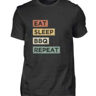 Eat Sleep Bbq Repeat Grillen Grillmeister Retro Vintage Tshirt T-Shirt Shirt